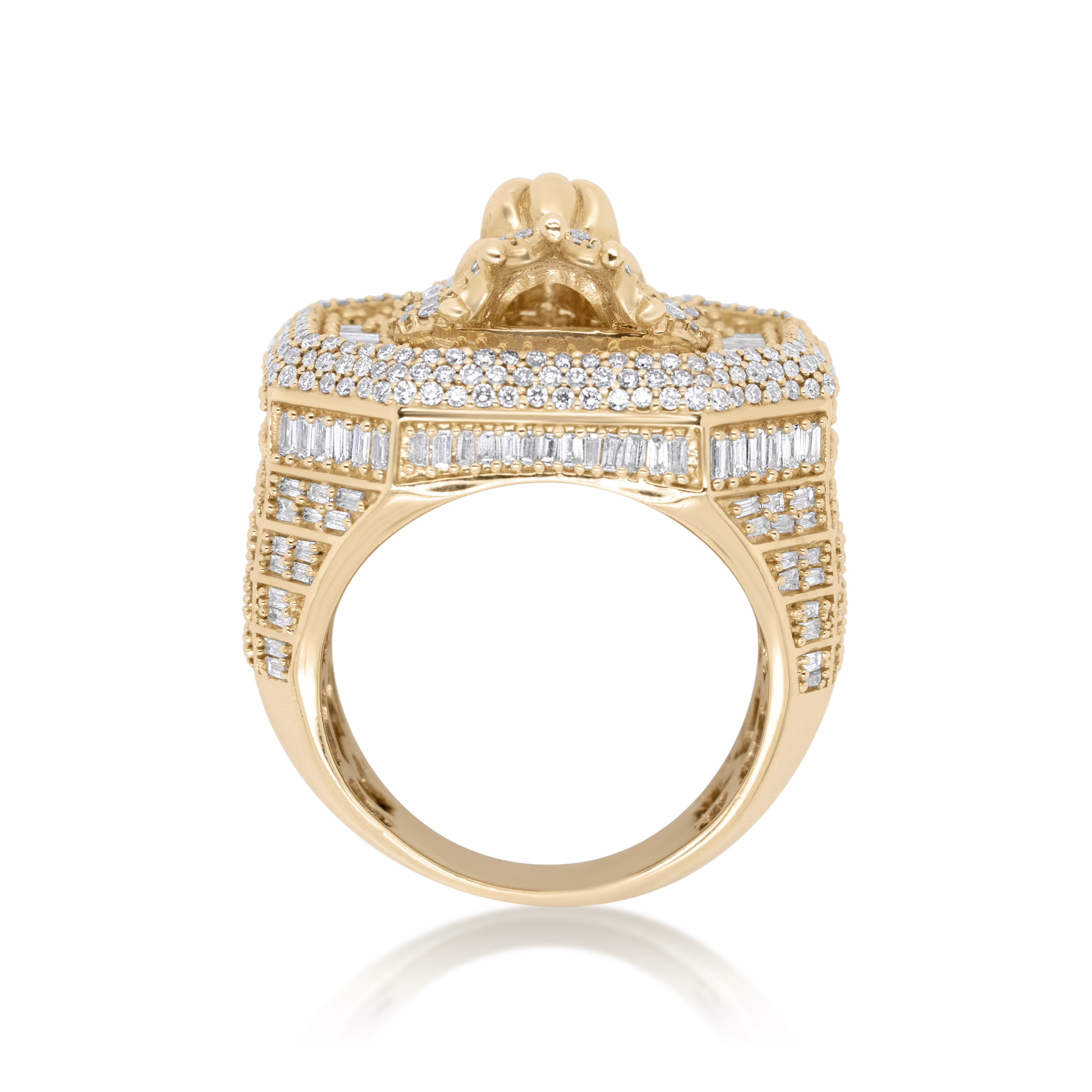 Diamond Lion Head Ring 3.32 ct. 14K Yellow Gold